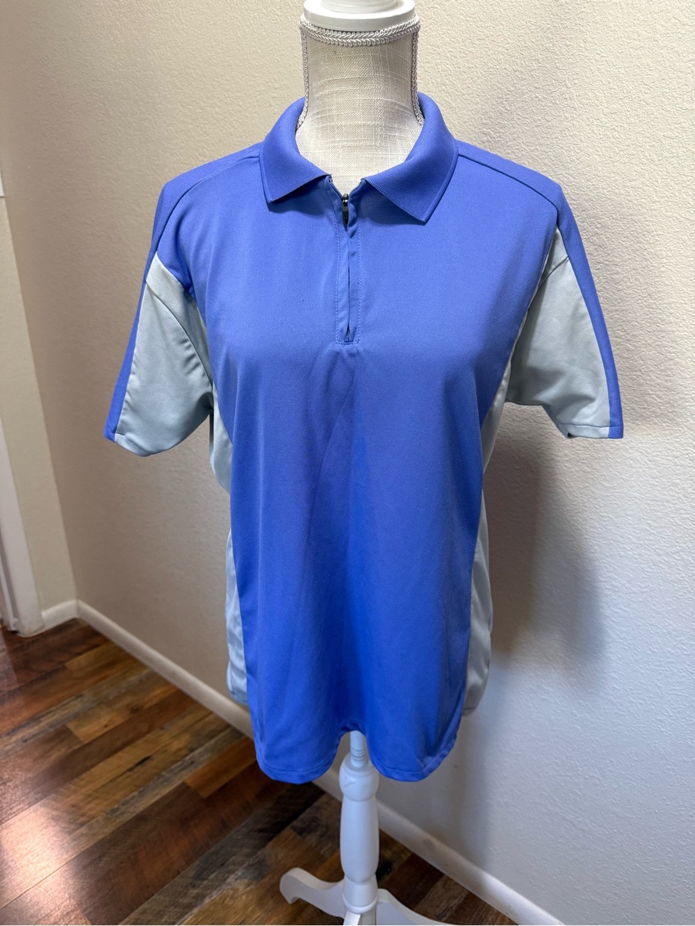 Cabela's Wick Advance Two-Tone Blue Zip Polo - Size Large